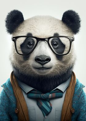 Hipster Panda in Clothes