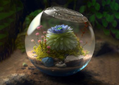 Terrarium with a Flower