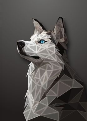 Siberian Husky Lowpoly