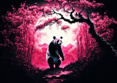 Panda in cherry blossoms