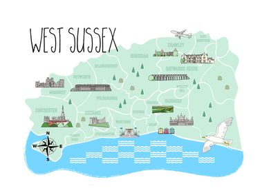 West Sussex UK Map