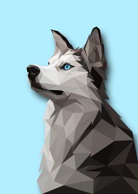 Siberian Husky Lowpoly