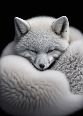 Arctic Fox Sleeps Portrait