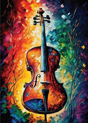 A Violin in Afremov Style