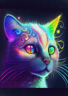 Abstract Psychedelic Cat