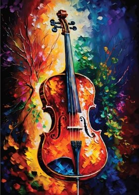 A Violin in Afremov Style