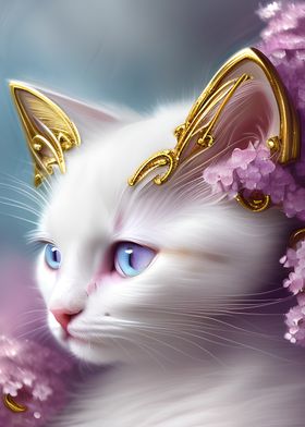 Cute White Cat Portrait