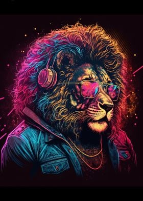 abstract psychedelic lion