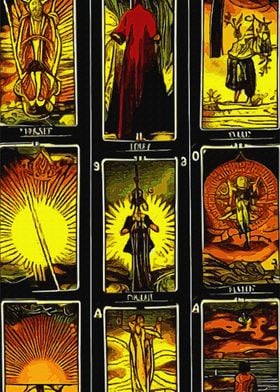 Nine Tarot cards