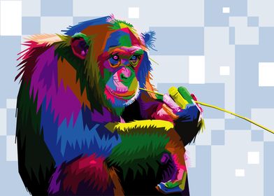 colorful chimpanzee ape