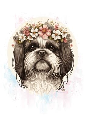 Shih Tzu Watercolor Dog