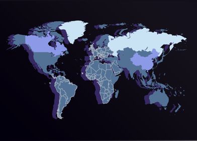 World map blue color with 