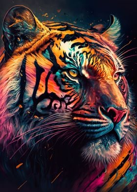 Colorful Tiger Portrait