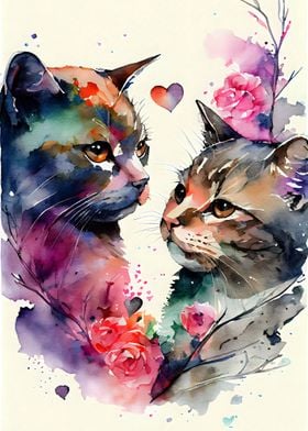 Cat Romantic Couple