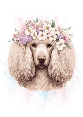 Flower Crown Poodle Art