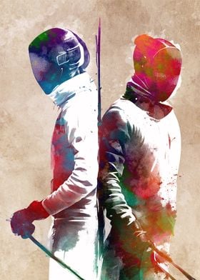 Fencing sport art 