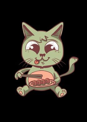 Cat eating Sushi Japanese