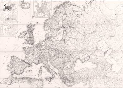 Europe white vintage map