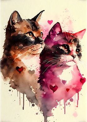 Cat Romantic Couple