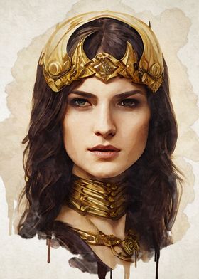 Watercolor  Medieval Queen