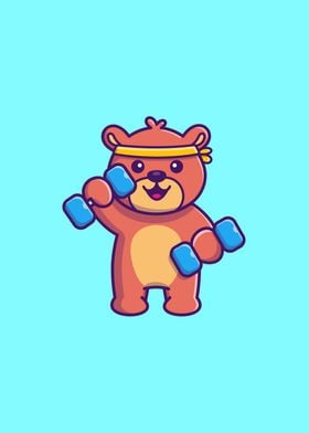 Cute Bear Workout Cartoon