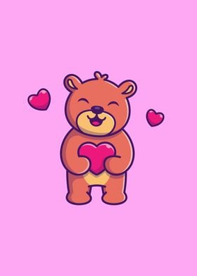 Cute Bear Holding Love