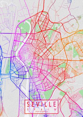 Seville City Map Colorful