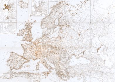 Europe white vintage map