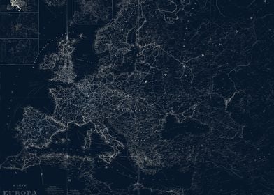 Europe glowing vintage map