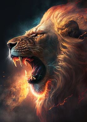 Celestial Lion' Poster by TESSERACT ART | Displate