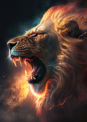 Celestial Lion' Poster by TESSERACT ART | Displate