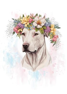 Floral Dogo Argentino Dog