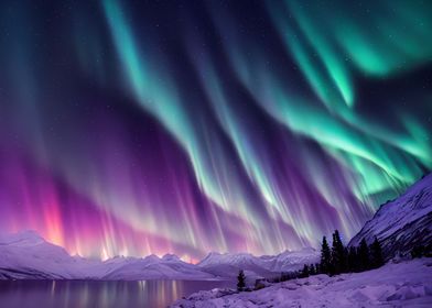 Aurora Borealis Mountains