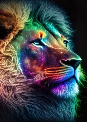 Colorful Lion Portrait