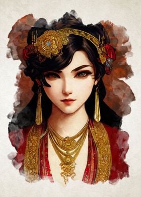 Watercolor  Red Princess