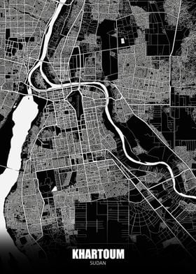 Khartoum Sudan Dark Map