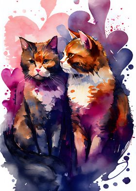 Romantic Cat Couple