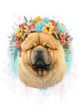 Flower Chow Chow Dog Art