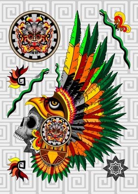 Aztec Eagle Warrior Skull 