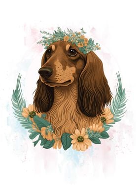 Cute Flower Dachshund Dog