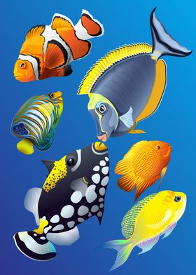 Underwater fauna set