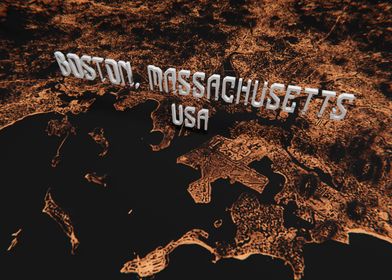 Boston Map 3D Illustration