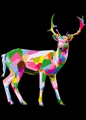 Colorful deer in pop art