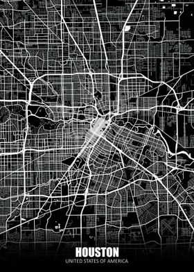 Houston USA Dark Map