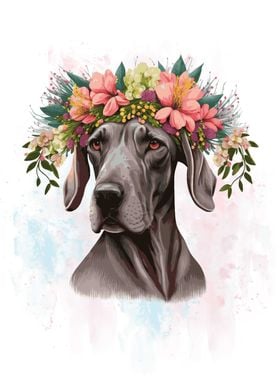 Floral Great Dane Dog