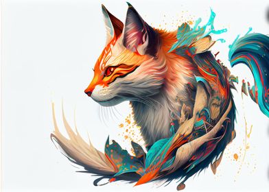 Colorful drawing cute fox