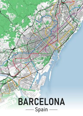 Barcelona City Map Subway