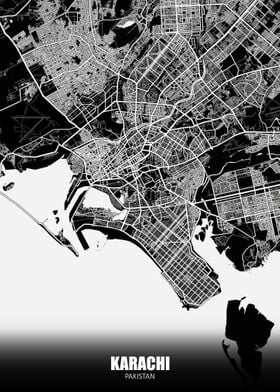 Karachi Pakistan Dark Map