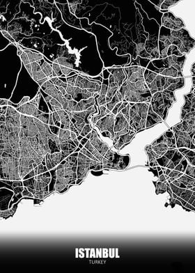 Istanbul Turkey Dark Map