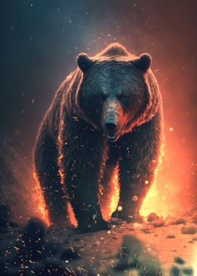 Bear in fire